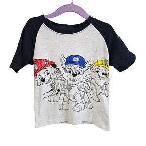 Nickelodeon Kids Size 4T Paw Patrol Baseball Tee Shirt Marshall Chase Rubble